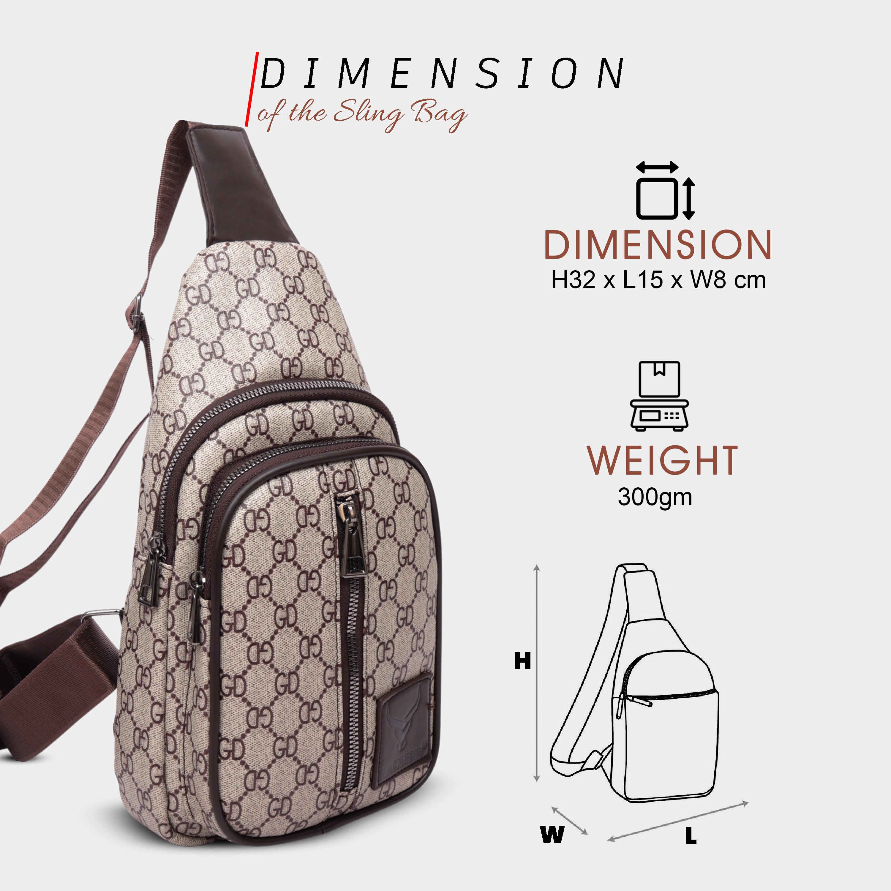Waterproof crossbody sling bag#color_beige