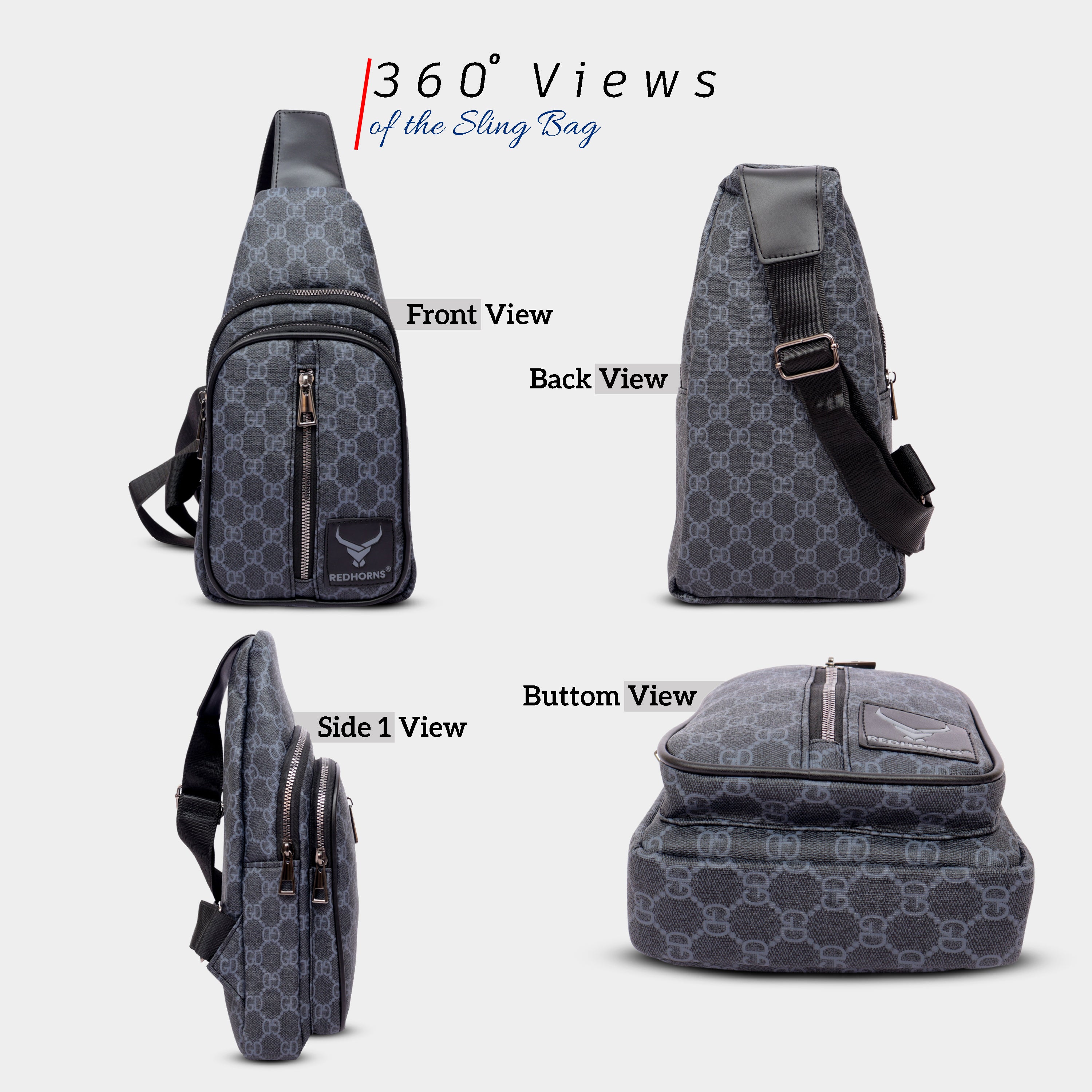 Waterproof crossbody sling bag#color_grey