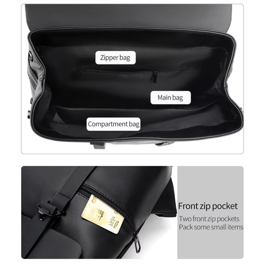 25l waterproof laptop backpack trolley strap shoulder bag travel backpack business tour corporate look#color_black