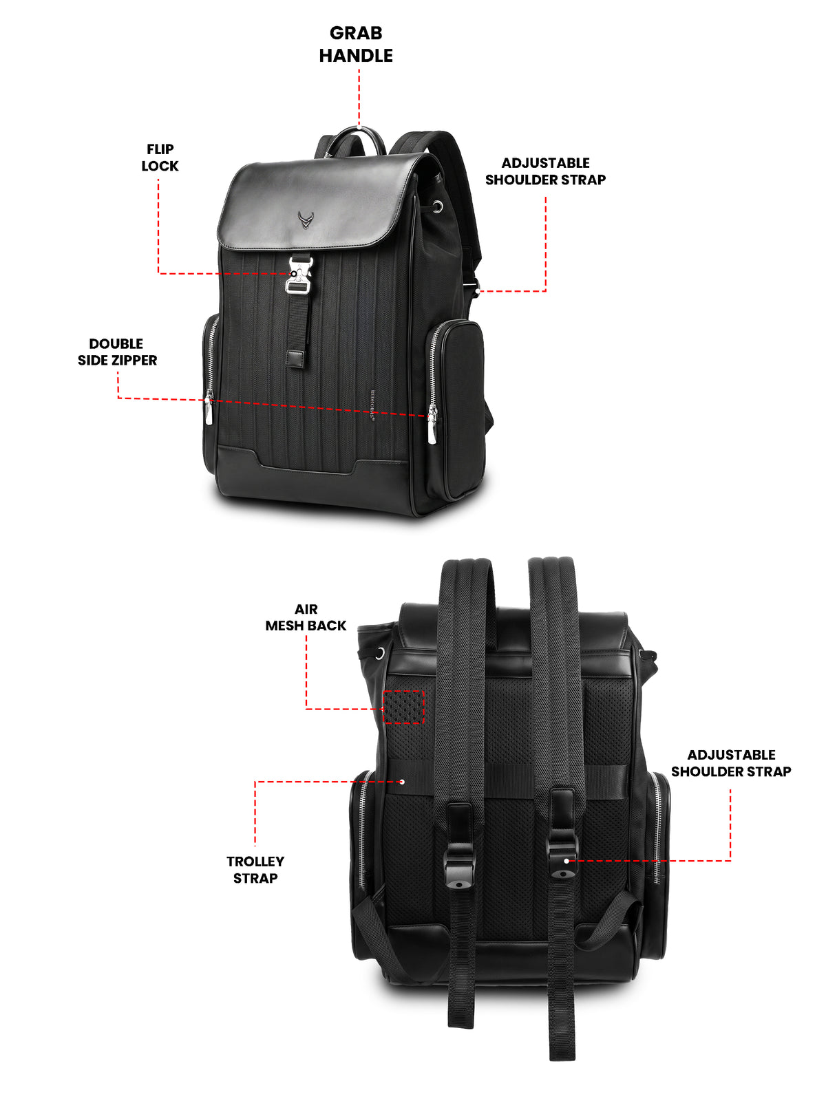 REDHORNS Carbon Fiber 27L Laptop Backpack - Black - detail