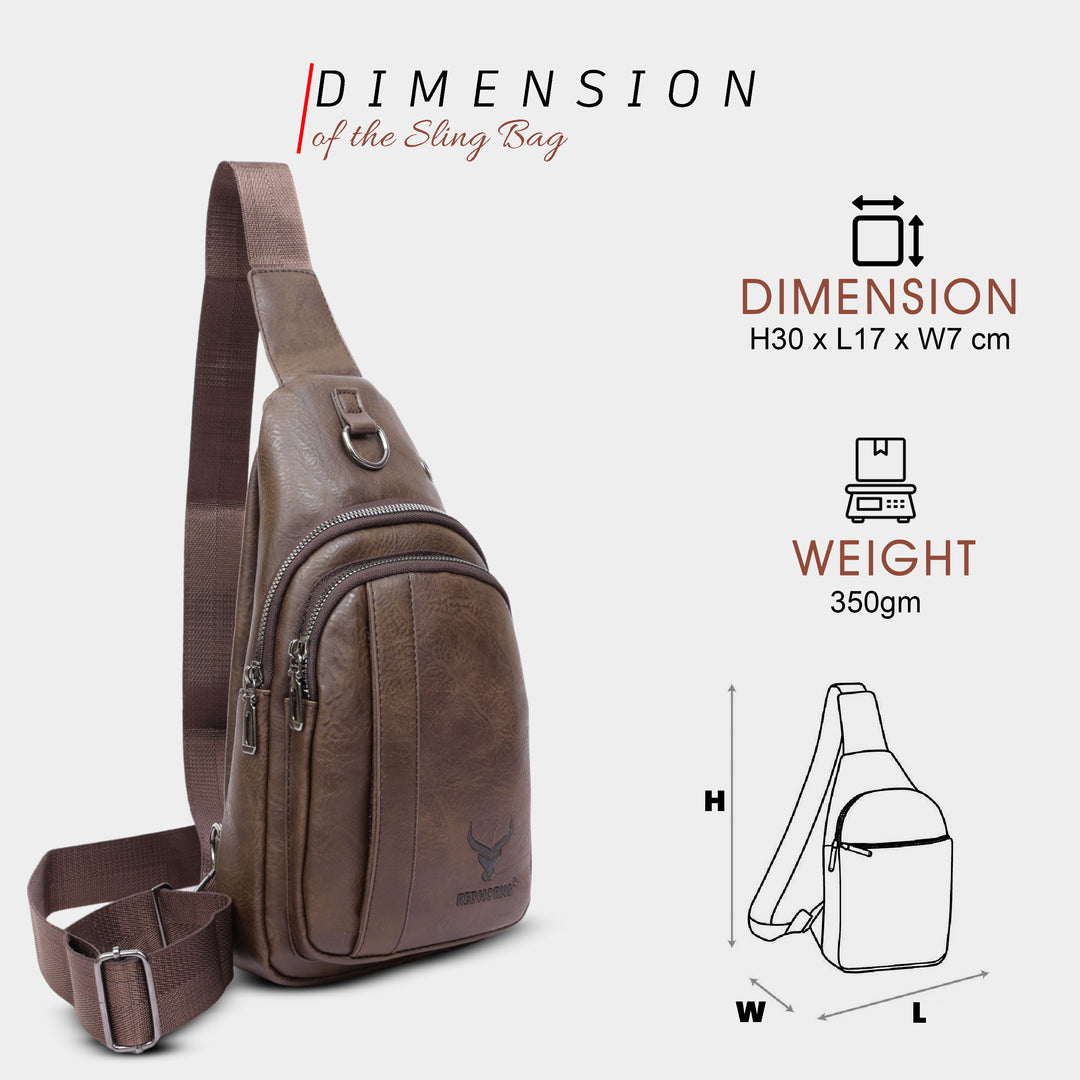 Crossbody sling bag leather messenger bag men bag#color_brown