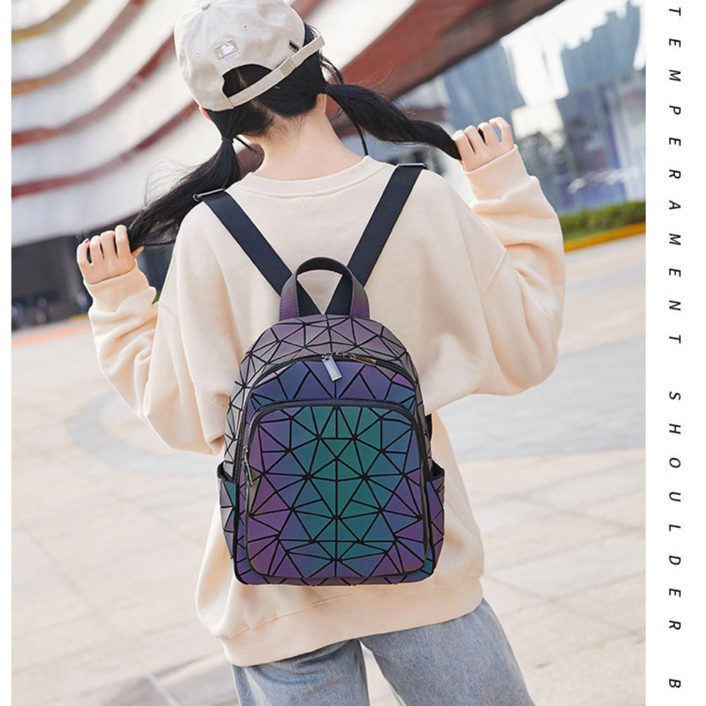 REDHORNS Faux Leather Holographic Backpack For Men & Women
