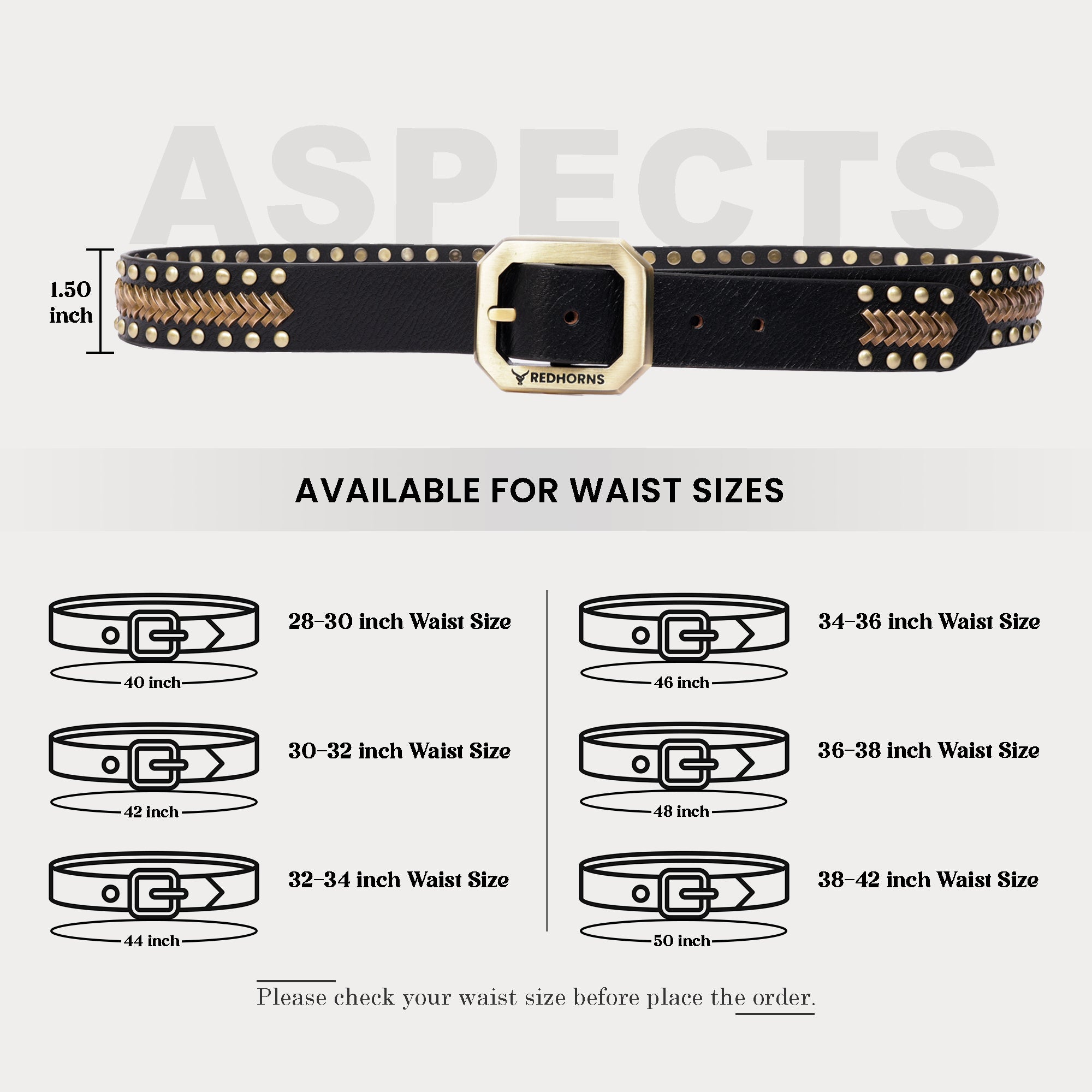 Salman khan rivet leather waist belt for men#color_black