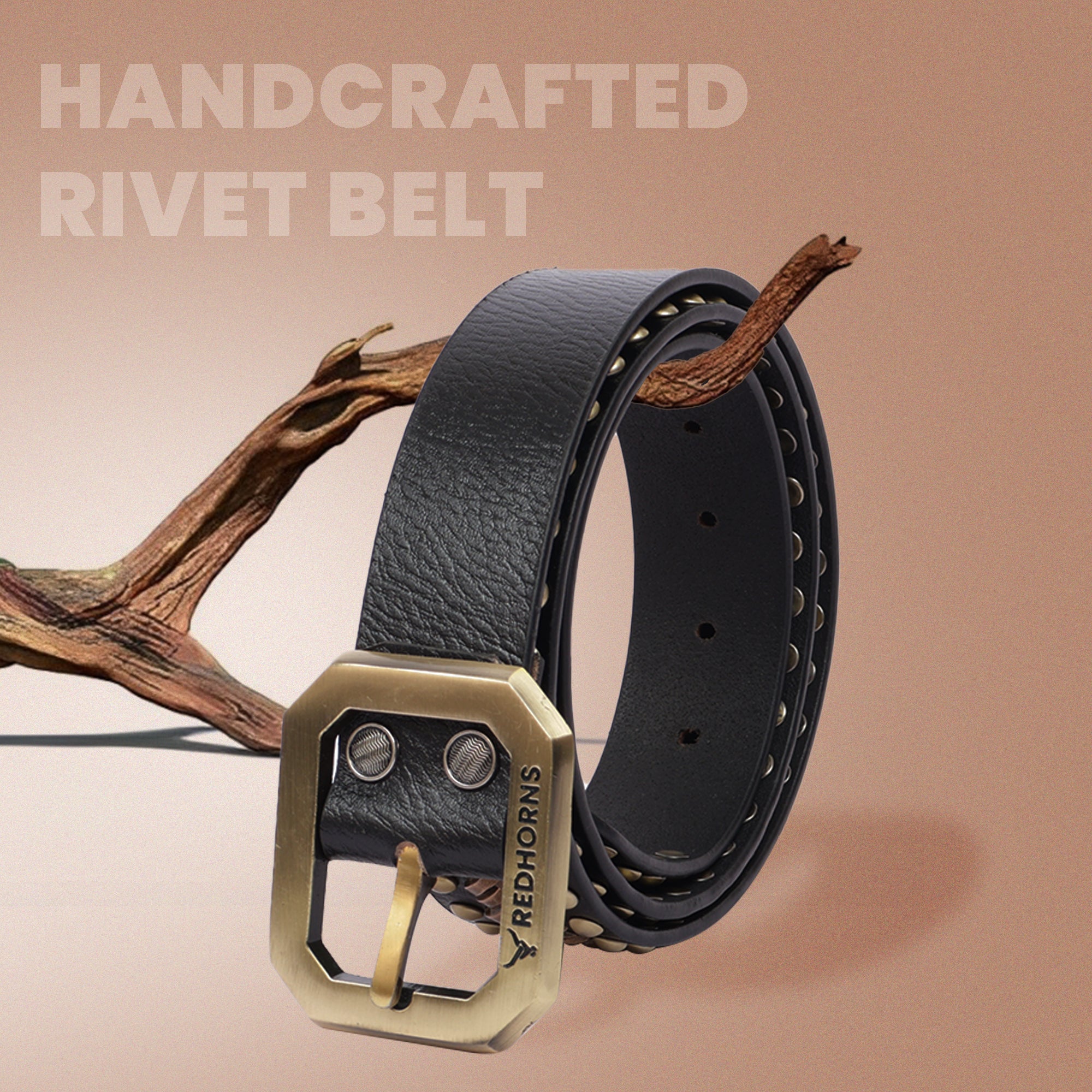 Salman khan rivet leather waist belt for men#color_black