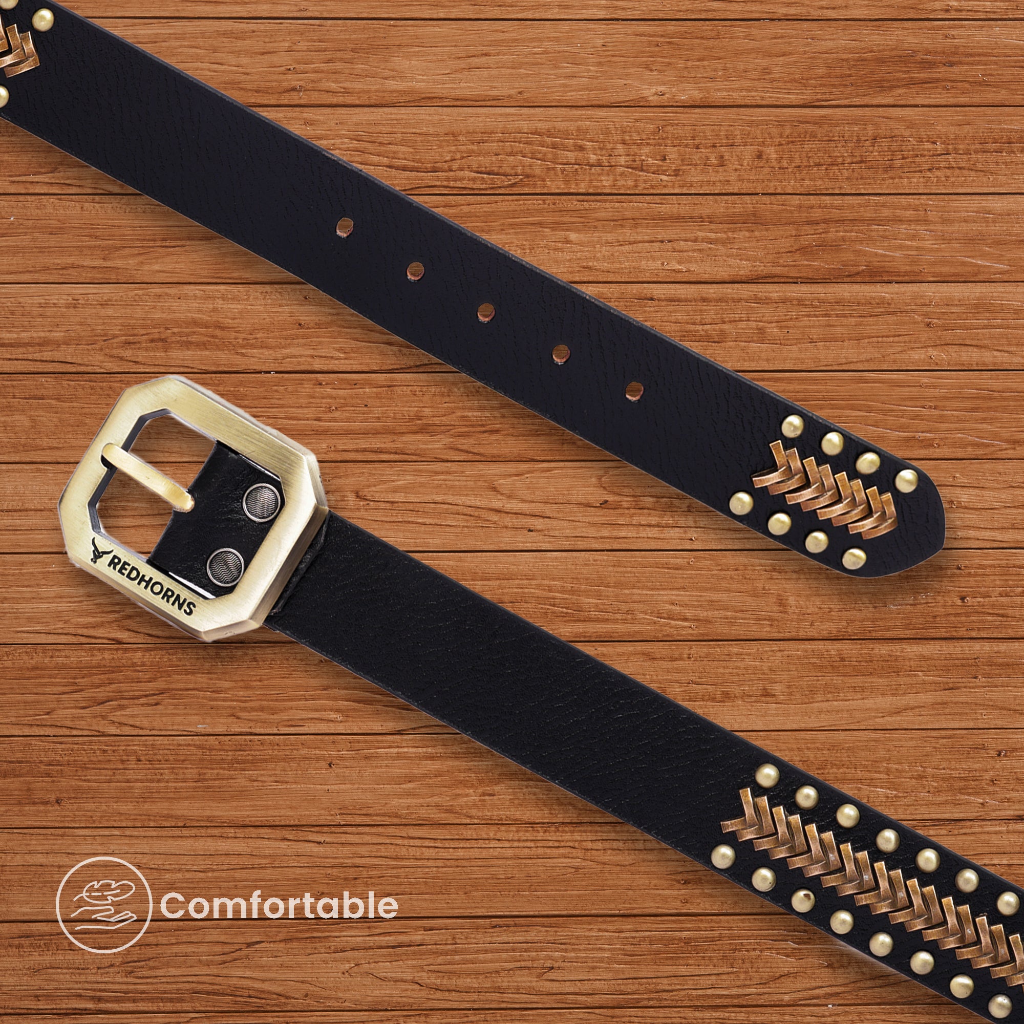 Salman khan rivet leather waist belt for men#color_black