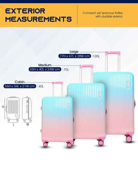 Lightweight luggage trolley bag set of 3 valentine day gift valentine week gift#color_blue