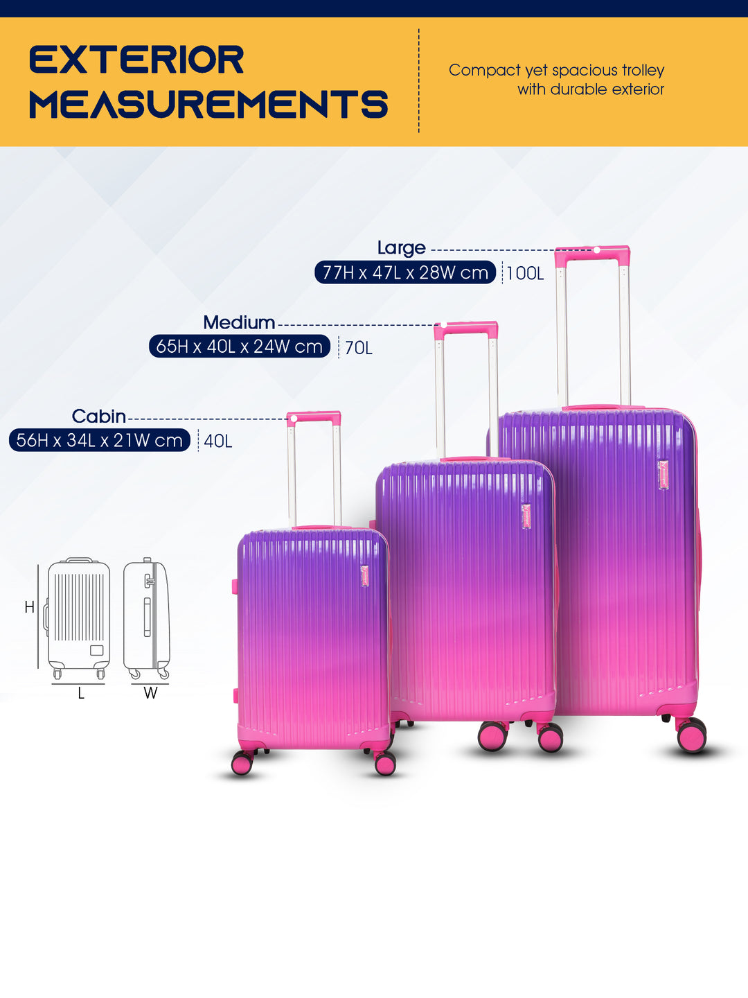 Lightweight luggage trolley bag set of 3 valentine day gift valentine week gift#color_purple