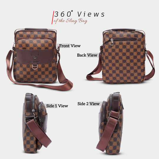 Waterproof crossbody leather messenger bag sling bag for men women#color_brown