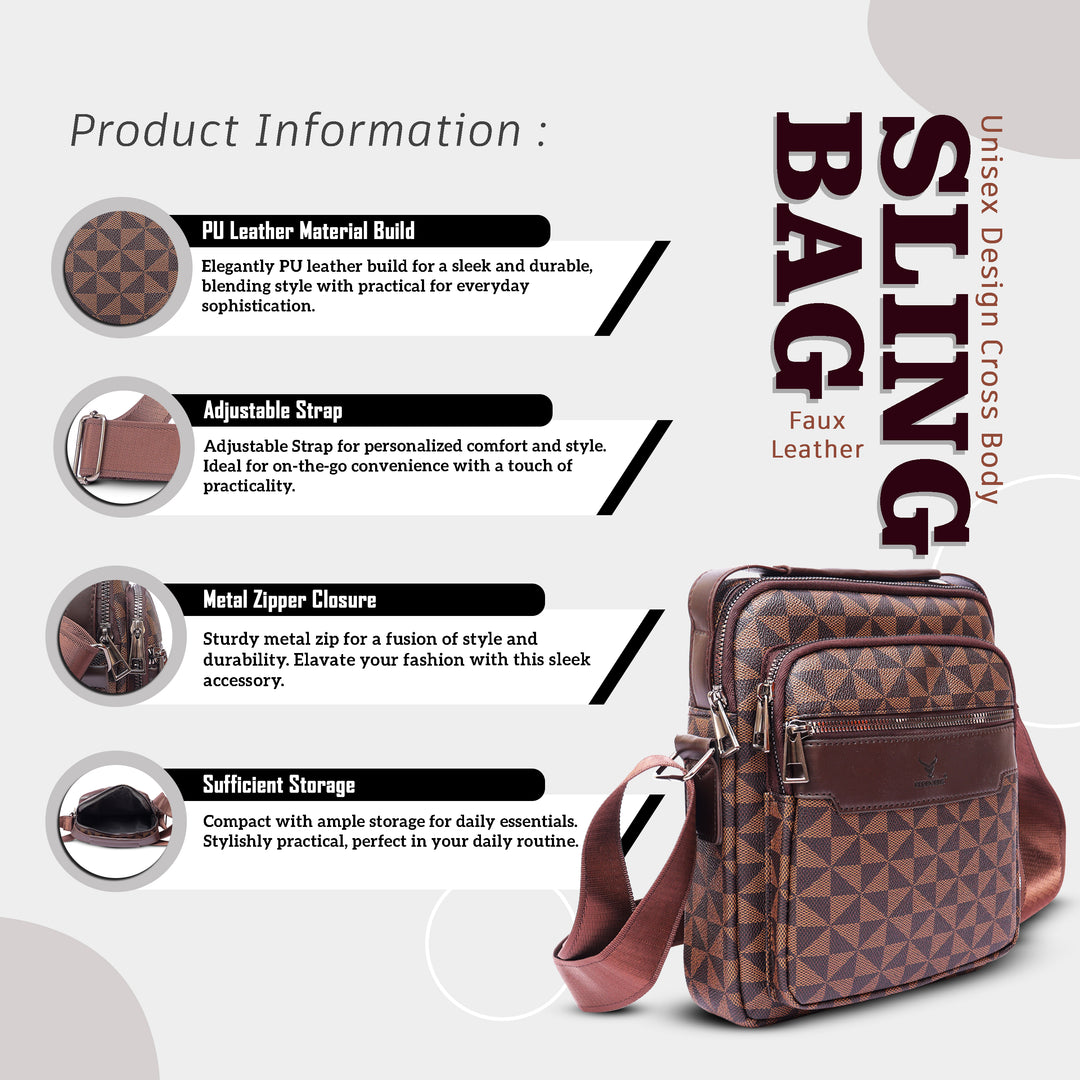 Waterproof crossbody leather messenger bag sling bag for men women#color_brown