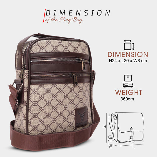 Crossbody sling bag leather messenger bag men bag#color_brown