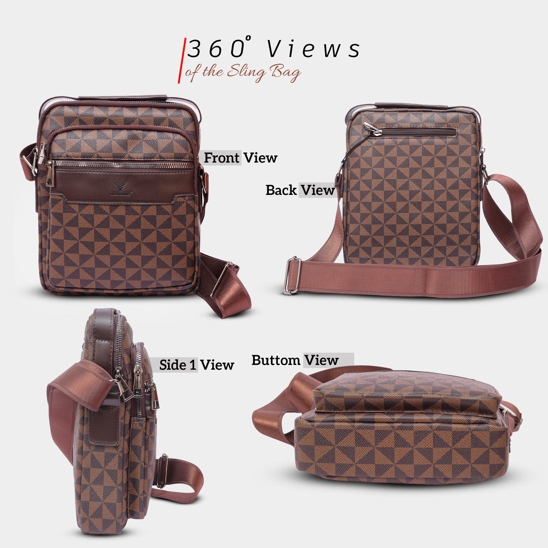 Waterproof crossbody leather messenger bag sling bag for men women#color_brown