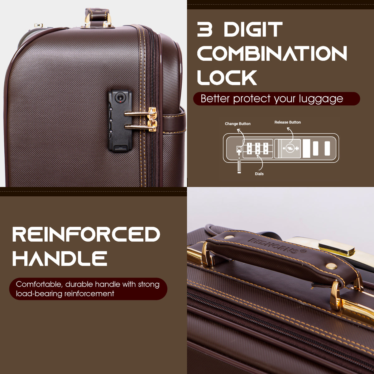 Trolley bag luggage trolley bags tsa lock cabin suitcase#color_brown