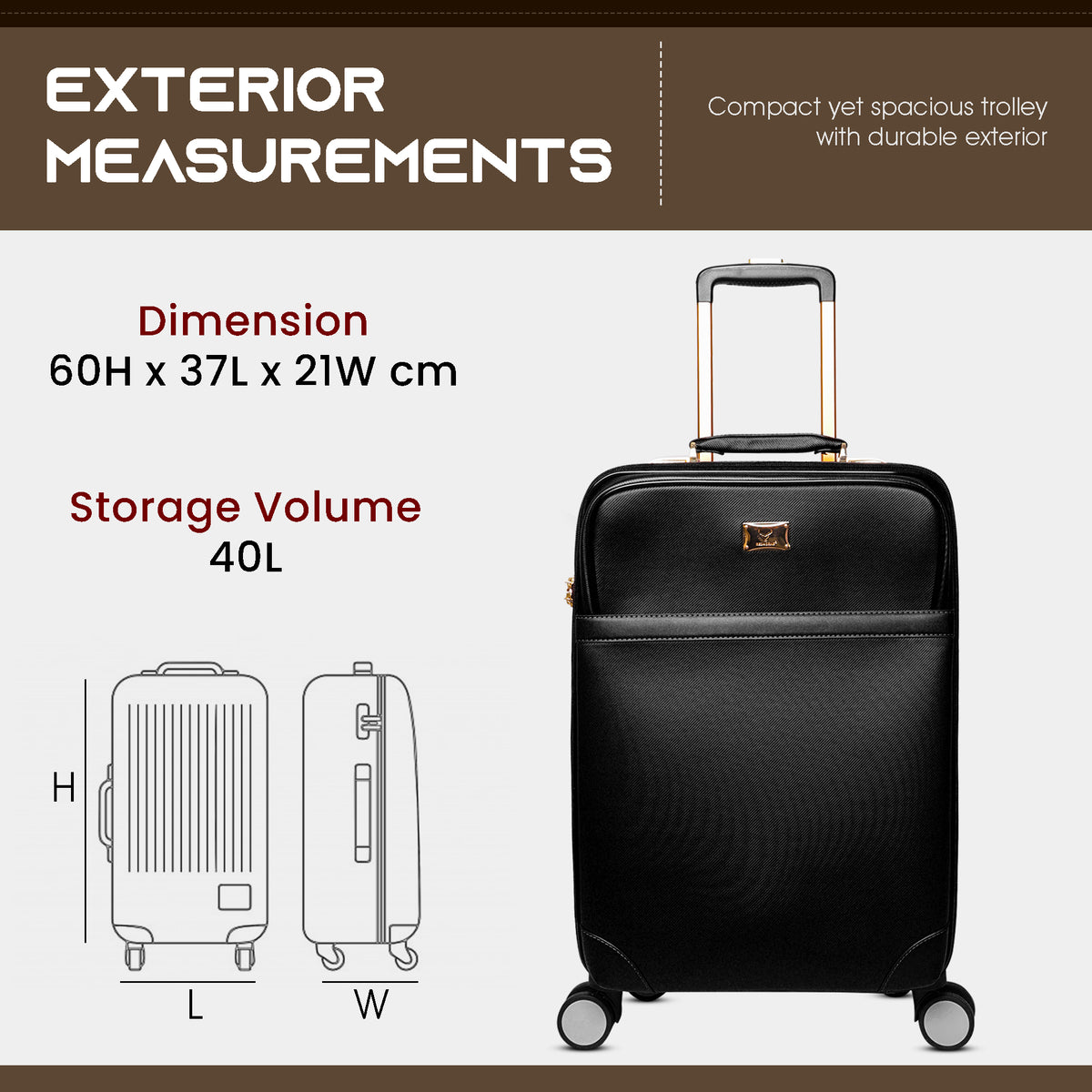Luggage trolley bags cabin suitcase trolley bag suitcase#color_black