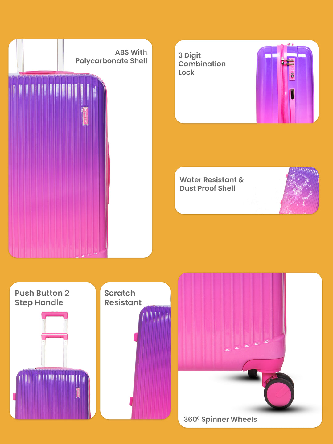 Lightweight luggage trolley bag set of 3 valentine day gift valentine week gift#color_purple