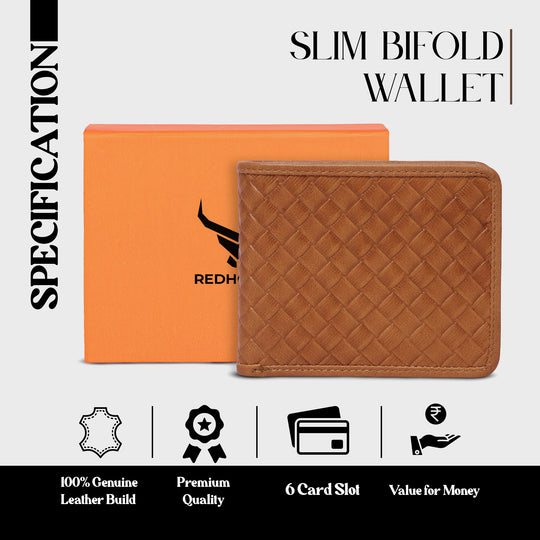 Men's leather wallet rfid protected slim wallet bifold wallet#color_tan