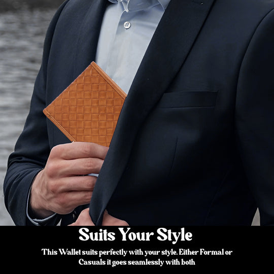 Men's leather wallet rfid protected slim wallet bifold wallet#color_tan