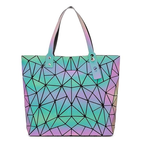 Geometric Holographic Luminous Handbag, Triangle Shape