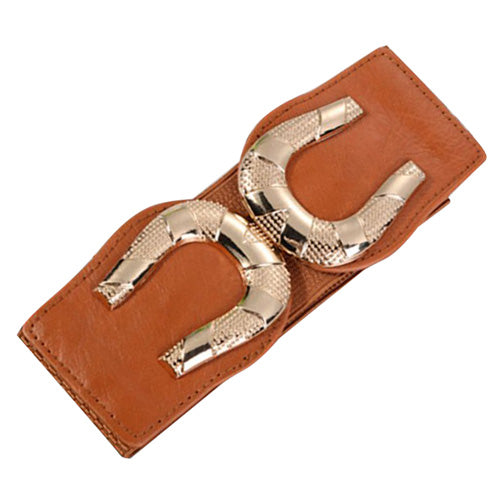 C-shaped Design Elastic Fabric Wide Belt for Women Dresses
