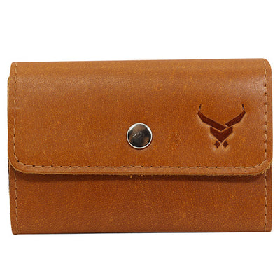 Men's Leather Snap Button Card Holder#color_tan