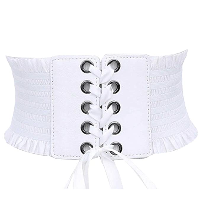 Redhorns Elastic Ladies Wide Corset Belt#color_white