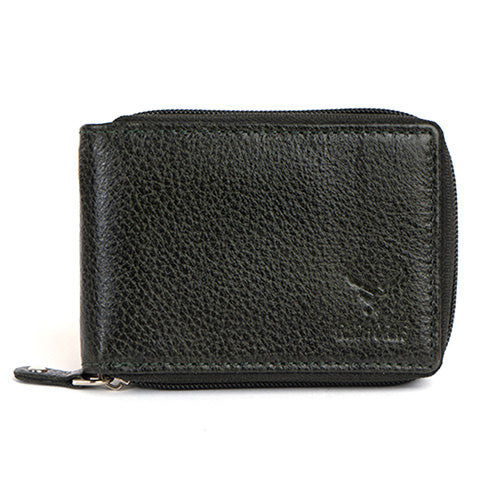 Men's Leather Zipper Card Holder#color_green