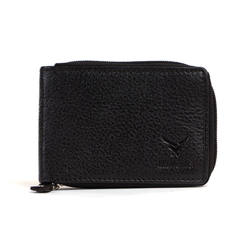 Men's Leather Zipper Card Holder#color_black