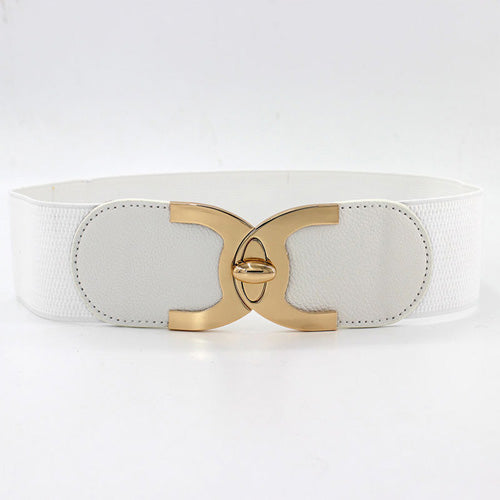 C-Shaped Design Ladies Elastic Belt white#color_white