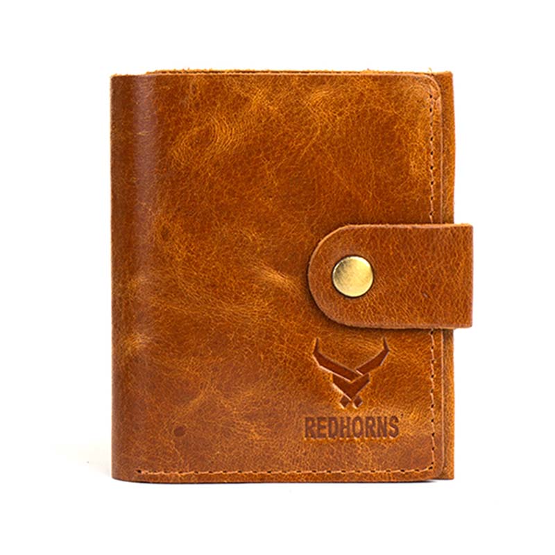 Men's Genuine Leather Bi Fold Wallet#color_tan