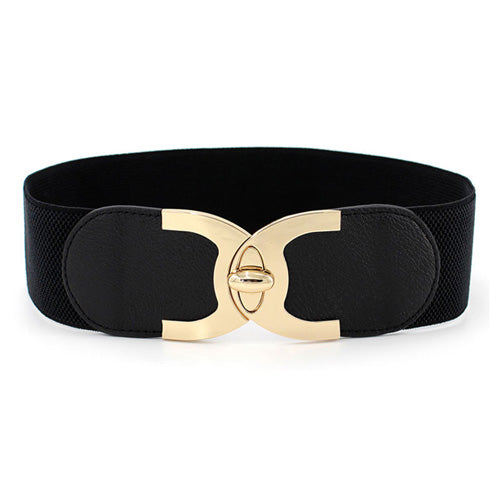 C-Shaped Design Ladies Elastic Belt black#color_black