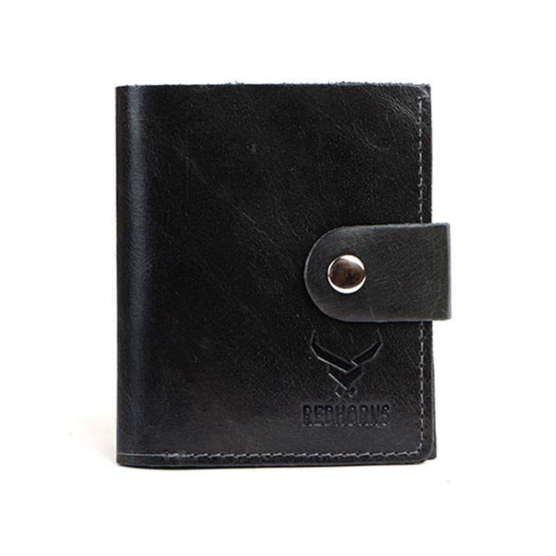 Men's Genuine Leather Bi Fold Wallet#color_black