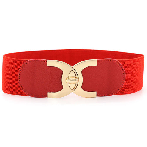 C-Shaped Design Ladies Elastic Belt Red#color_red