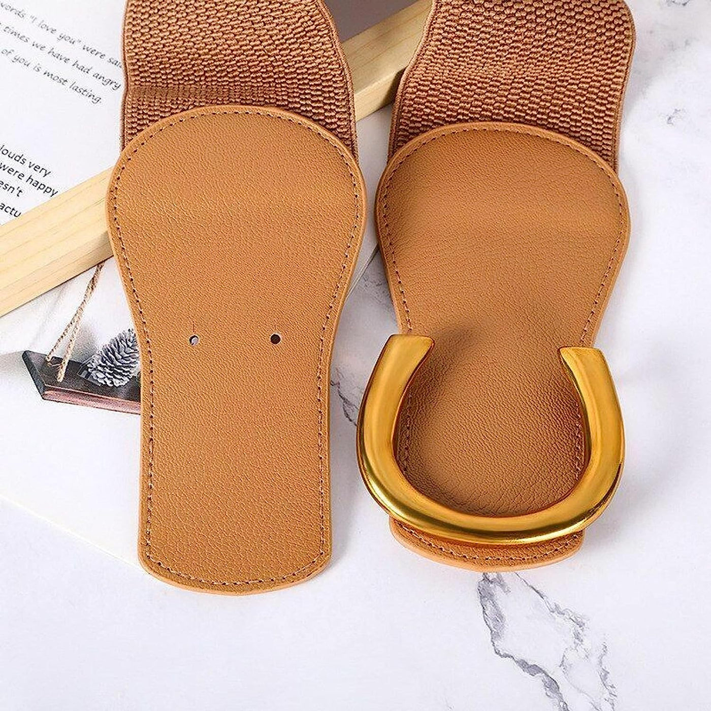 Redhorns Elastic Ladies Wide Belt#color_tan