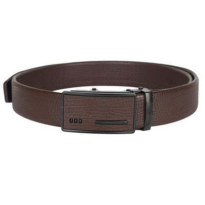 Auto Lock Buckle PU Leather Belt For Men Formal Casual Jeans Pants (GB16-AUP-B-Brown)