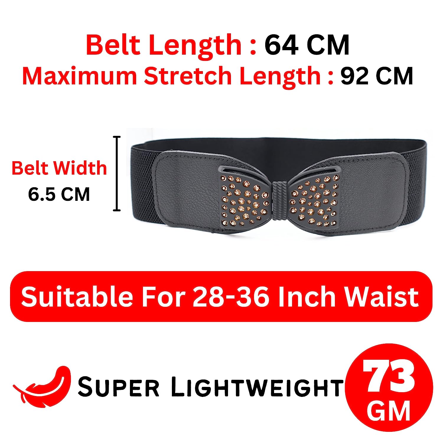 Redhorns Elastic Ladies Wide Belt#color_black