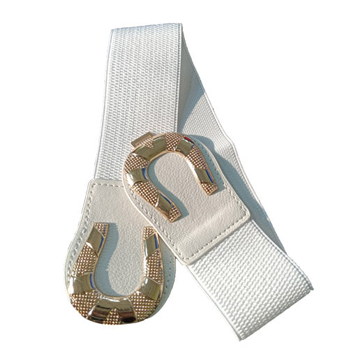 C-shaped Design Elastic Fabric Wide Belt for Women Dresses