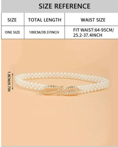 Leaf Design Beaded Slim Belt for Women Dresses