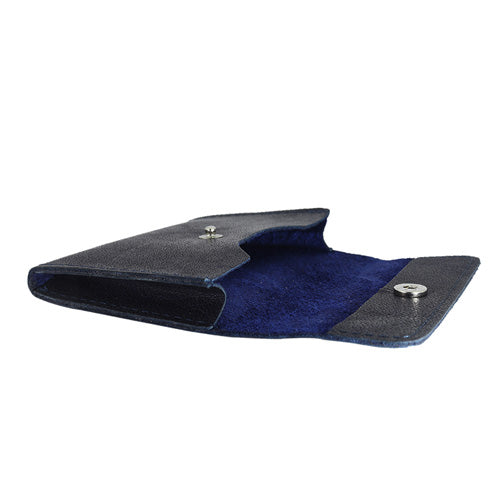 Men's Leather Snap Button Card Holder#color_blue