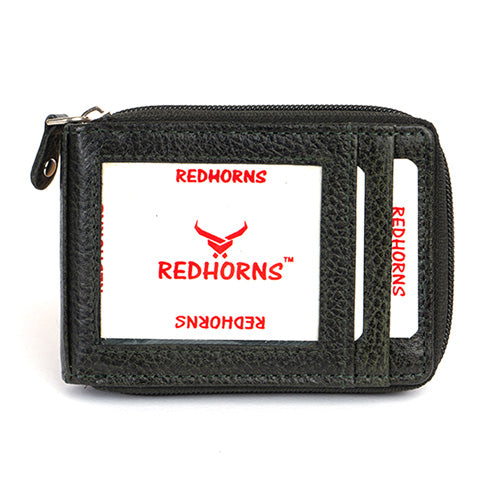 Men's Leather Zipper Card Holder#color_green