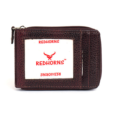 Men's Leather Zipper Card Holder#color_brown