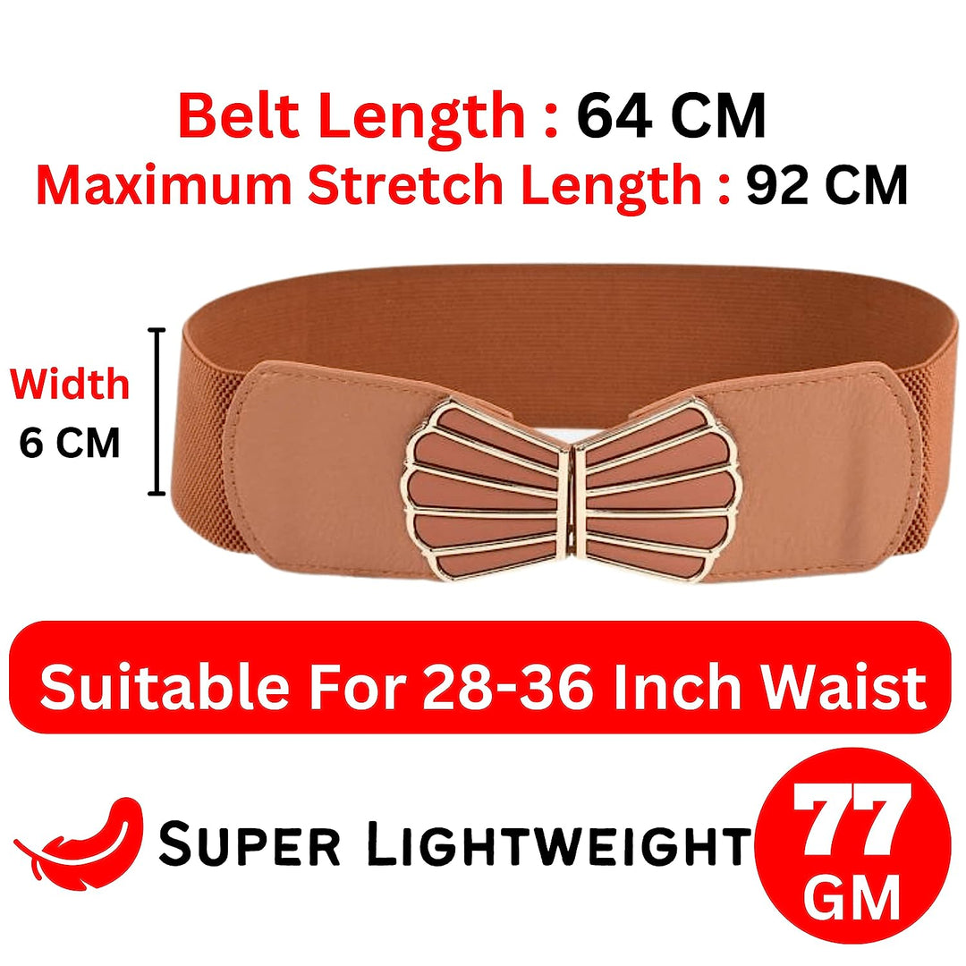 Redhorns Elastic Ladies Wide Belt#color_tan