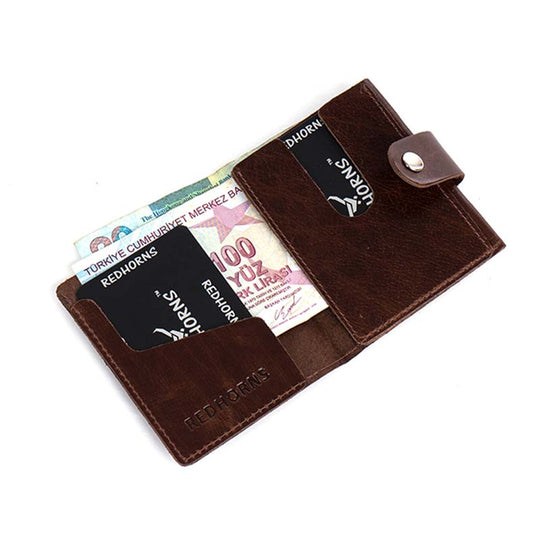 Men's Genuine Leather Bi Fold Wallet#color_brown
