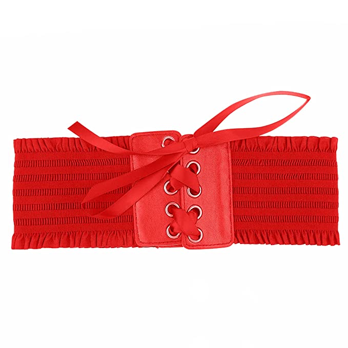Redhorns Elastic Ladies Wide Corset Belt#color_red