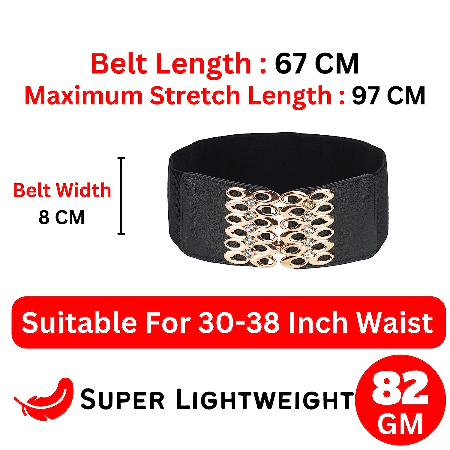 Redhorns Elastic Ladies Wide Corset Belt#color_black