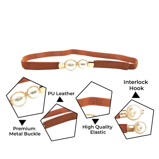 White color womens belt#color_brown