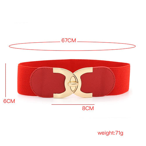 C-Shaped Design Ladies Elastic Belt Red#color_red