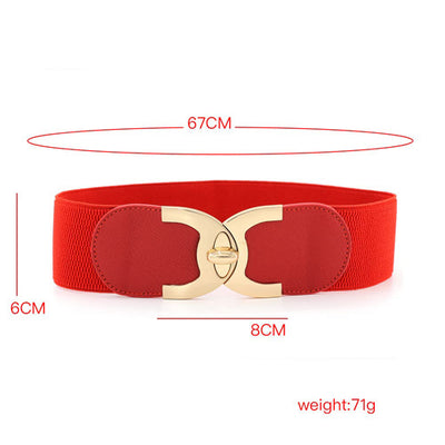 C-Shaped Design Ladies Elastic Belt Red#color_red