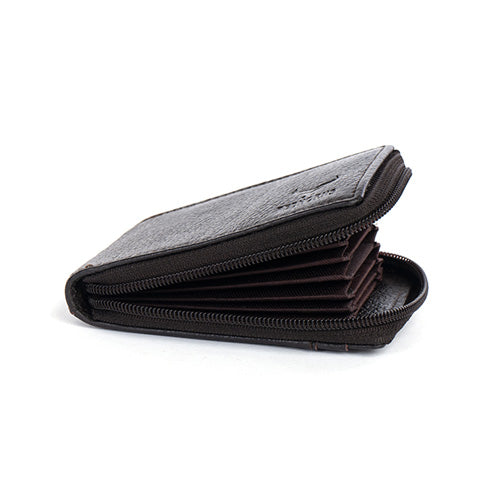 Men's Leather Zipper Card Holder#color_black