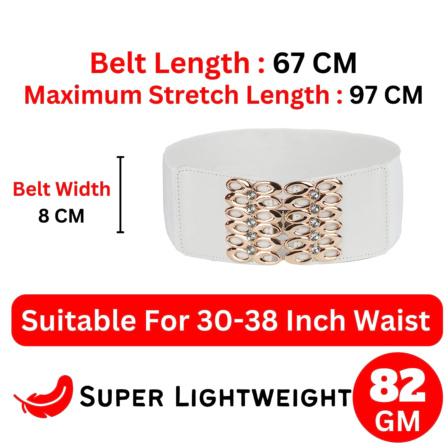 Redhorns Elastic Ladies Wide Corset Belt#color_white
