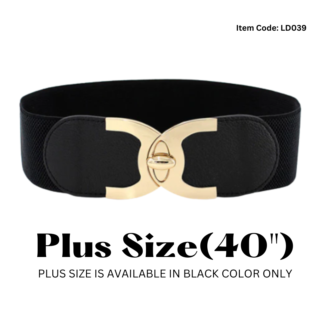 C-Shaped Design Ladies Elastic Belt black#color_black-plus-size