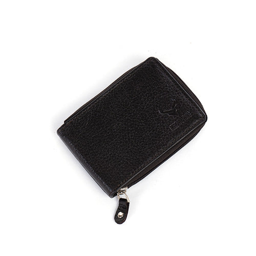 Men's Leather Zipper Card Holder#color_black